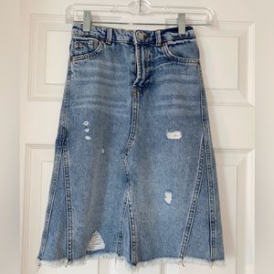 Girls denim midi skirt